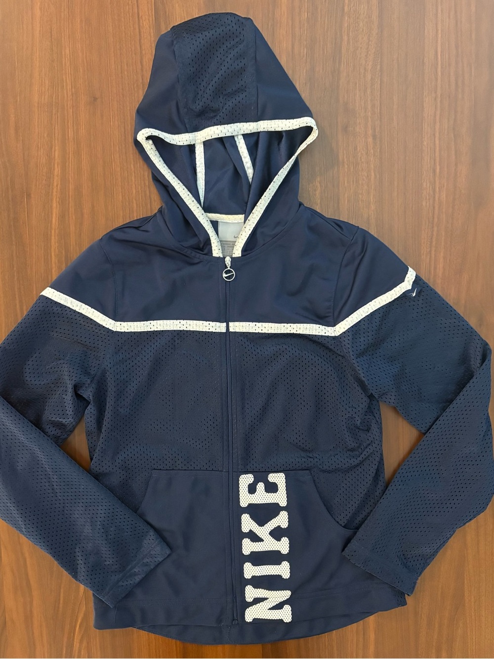 Rare y2k Nike lightweight hooded jacket in navy blue